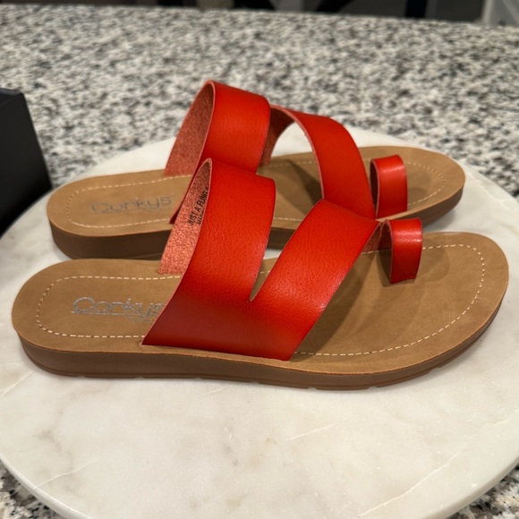 Corkys Just a Fling Red Sandals NEW - Picture 2 of 10